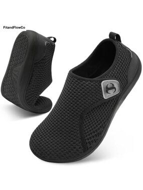 Womens Wide Width Walking Shoes Adjustable Zero Drop Knit Sneakers